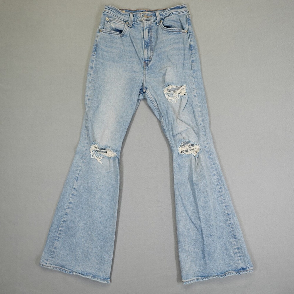 Levi's Jeans Women 27 Blue 70s High Flare Distressed Denim Retro Boho Casual